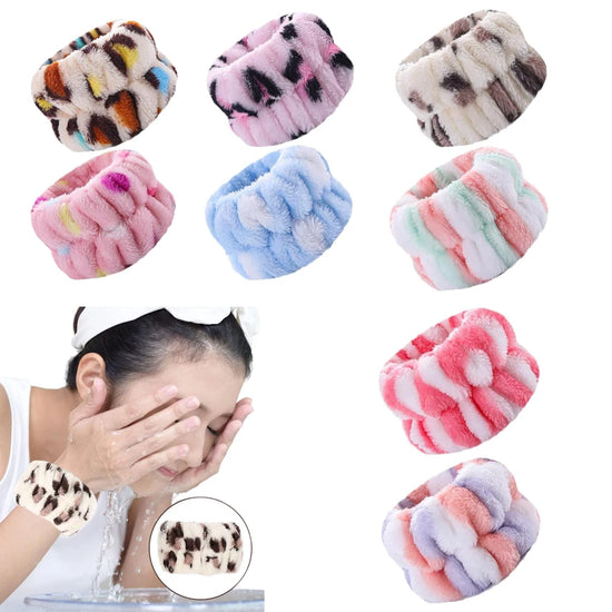 2pcs Wrist Spa Washband Microfiber Wrist Wash Towel Band Wristband for Washing Face Absorbent Wrist Sweatband Headbands